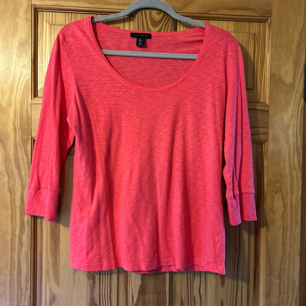 Willi Smith Salmon colored 3/4 Sleeve top